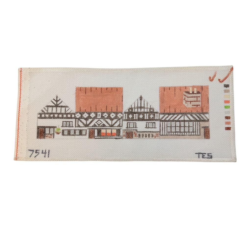 TES 7541 Miniature 3D House Hand Painted Needlepoint Canvas The Elegant Stitch